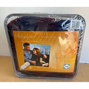 Sealy Delightful Moments Navy Plaid Electric Warming Blanket Throw 50x62 EUC